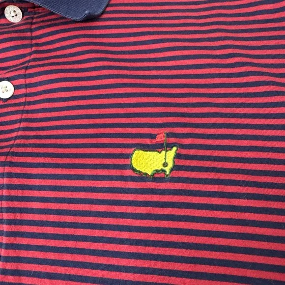 The Masters Golf Tournament Amen Corner Polo Shirt Size Medium Striped Vintage - Picture 2 of 7
